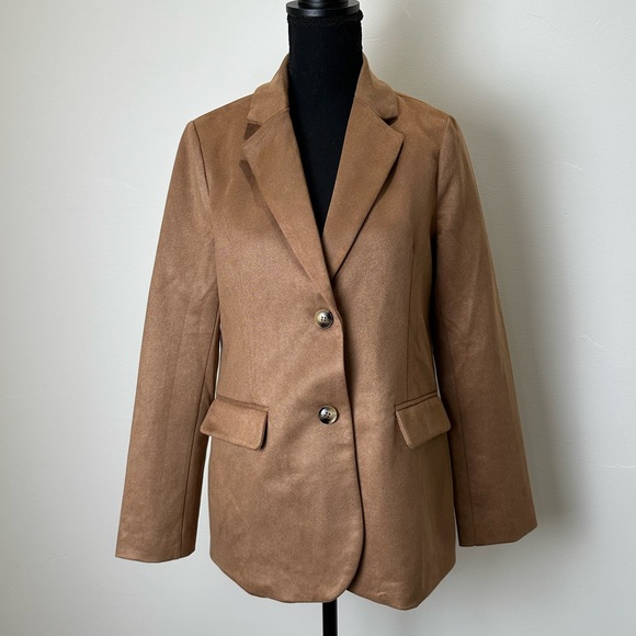 NWT DOE & RAE Tanner Taupe 2 Button Blazer - Picture 1 of 9